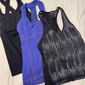 Lululemon Athletica Black and Puplr Tank Top Bundle - 3 Pieces